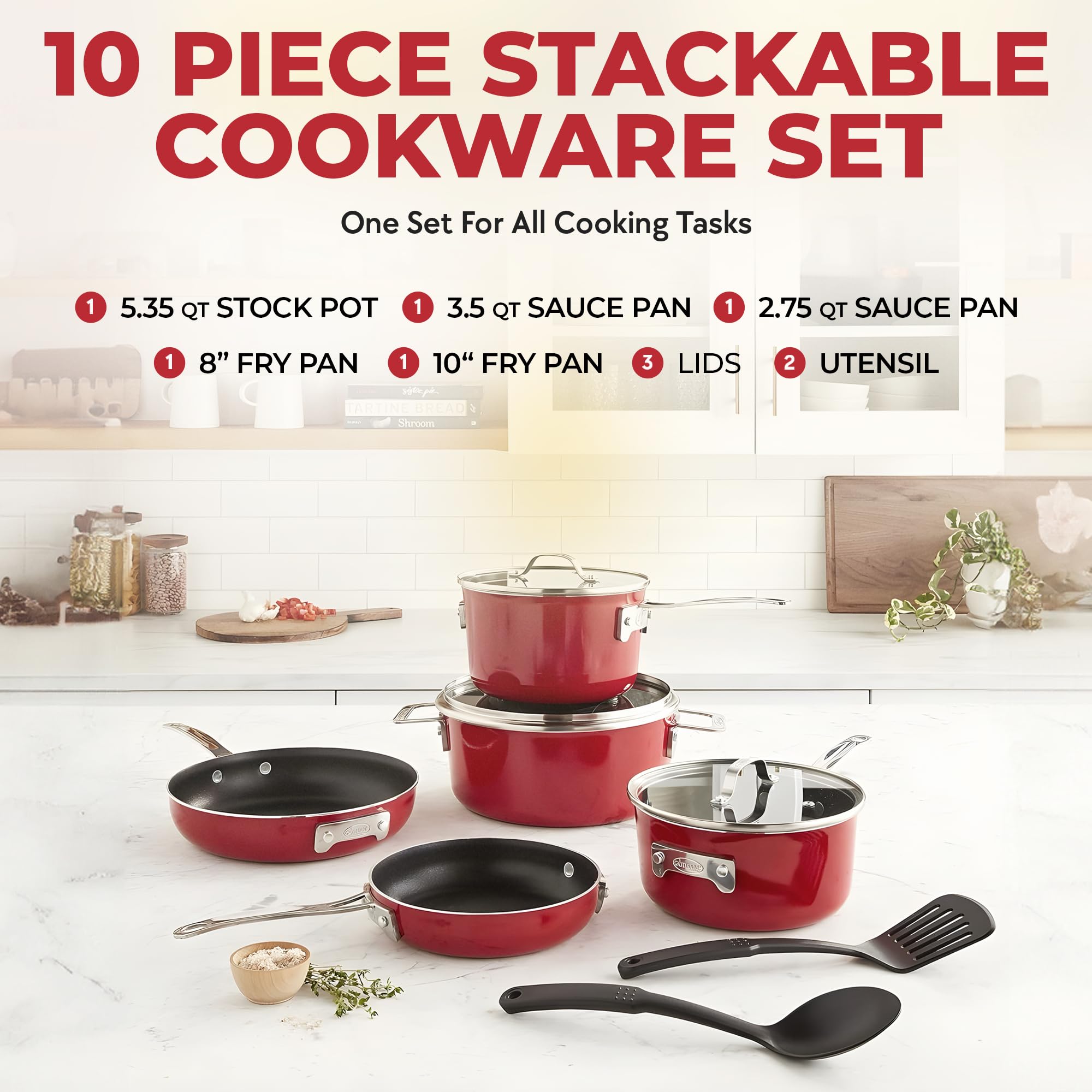 Gotham Steel: superficie antiadherente 3x para cocinar con menos aceite.