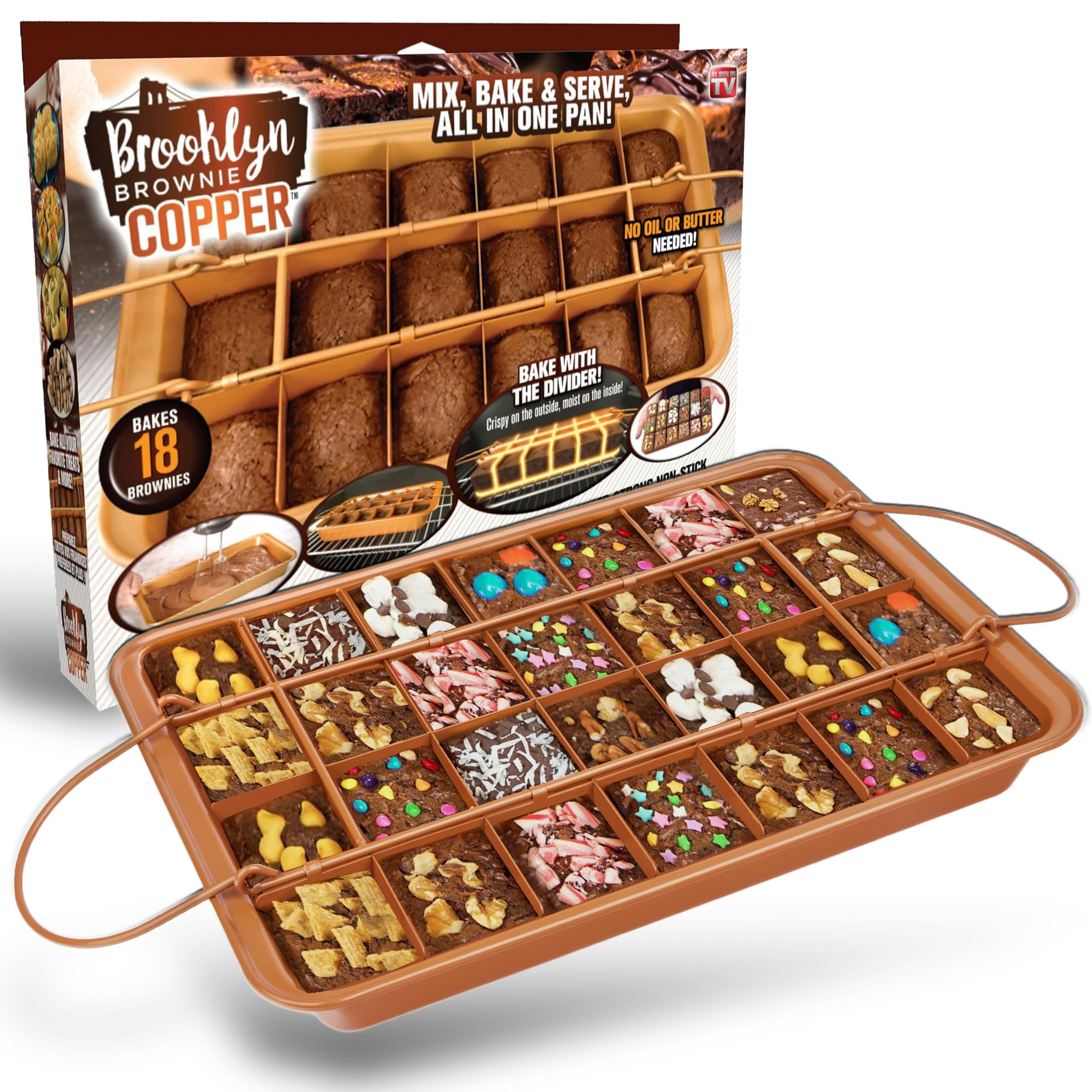 Gotham Steel XL Brownie Pan con divisores, porciones individuales listas para servir