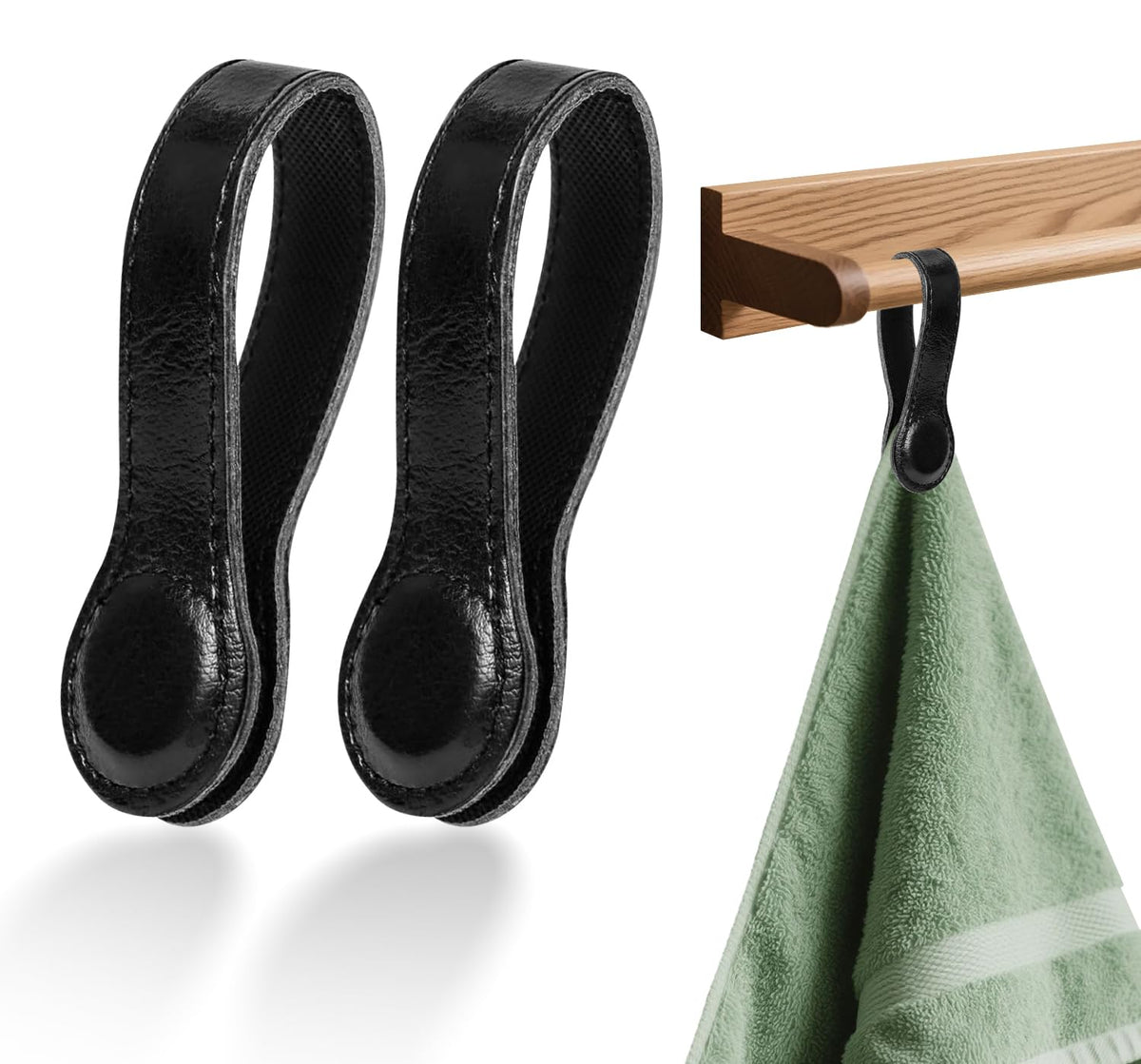 Gotorido clips toalla cuero magnético negro, sujetan la toalla con fuerza en la cocina.