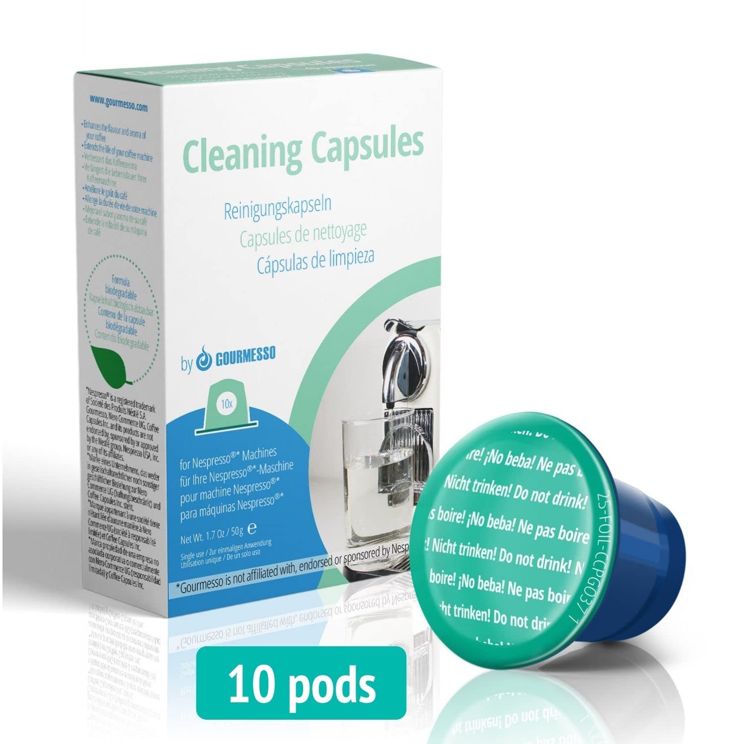 Gourmesso método sencillo: inserta la cápsula y enjuaga para limpiar.