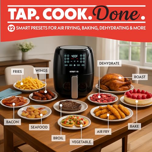 Gourmia Air Fryer 6 Qt con 12 preajustes para cocina sencilla