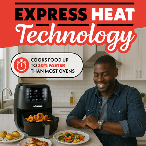 Gourmia Horno Freidora de Aire 4 Qt alitas de pollo crujientes para aperitivos.