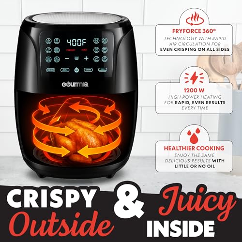 Gourmia Horno Freidora de Aire 4 Qt bizcocho dorado para postres ligeros.