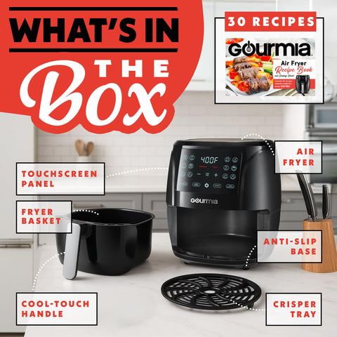 Gourmia Horno Freidora de Aire 4 Qt pan tostado crujiente para desayunos.