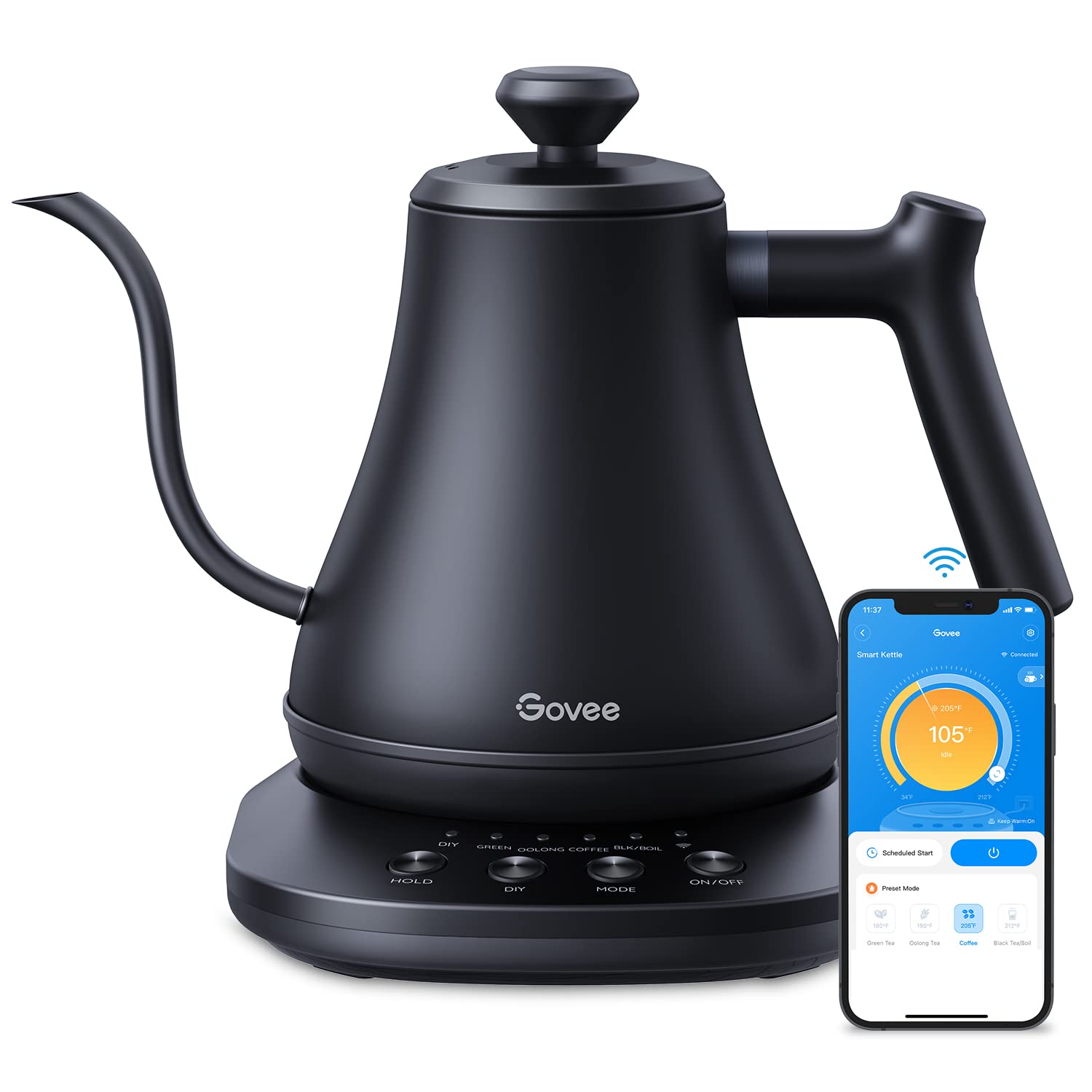 Hervidor Govee inteligente con WiFi y Alexa para control remoto práctico.