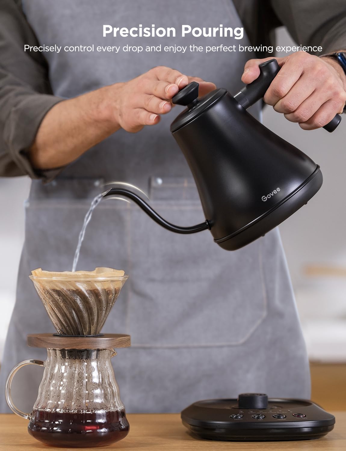 Hervidor Govee con temperatura precisa para café y té.