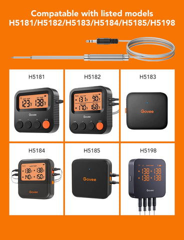 Sondas Govee compatibles con modelos H5181 a H5198 para medir temperaturas con precisión.