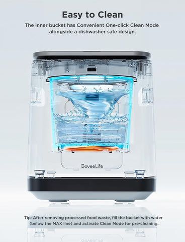 GoveeLife Composter auto limpieza, facilita mantenimiento sin esfuerzo.