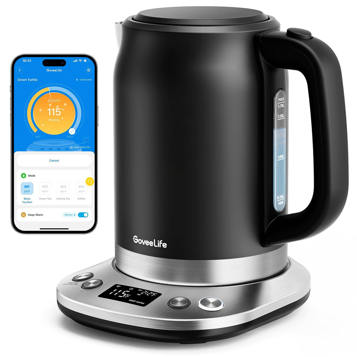 GoveeLife olla eléctrica inteligente con ajuste de temperatura para té y café