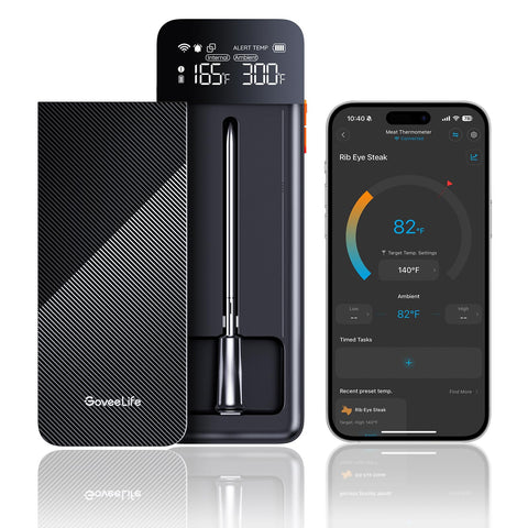 Termómetro GoveeLife con base digital muestra lectura en tiempo real