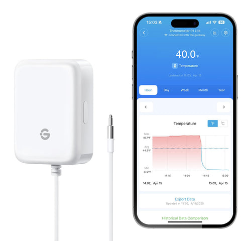 GoveeLife termómetro para refrigerador y congelador con alarma Bluetooth para seguridad alimentaria.