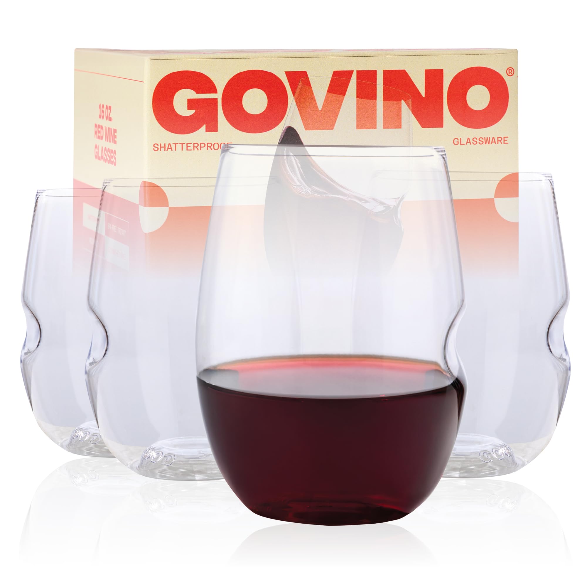 Govino vaso sin tallo 16oz duradero y ligero, ideal para viajes.