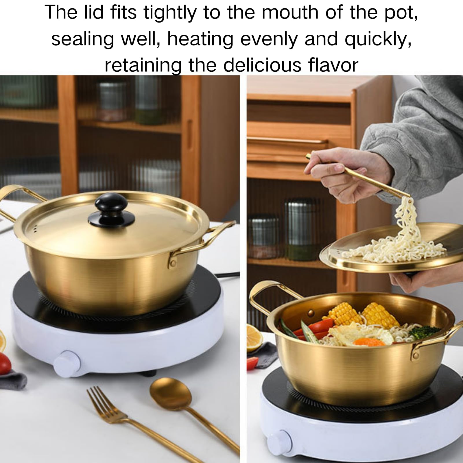 GOVNPJ olla de acero inoxidable resistente con fondo grueso para calor uniforme.