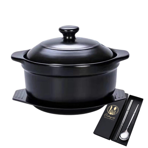 GOVNPJ Olla coreana de piedra con tapa mantiene calor y sabor tradicional.