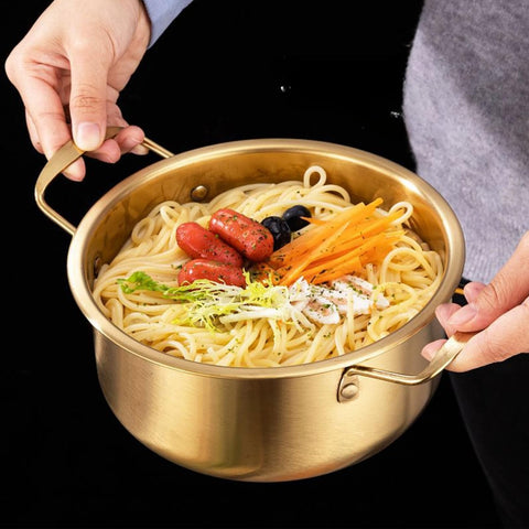 GOVNPJ olla coreana con tapa en dos tamaños, práctica para ramen y guisos.