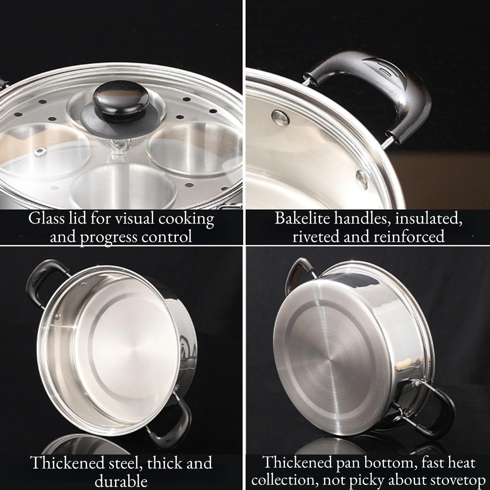 GOVNPJ, sartén de acero inoxidable resistente para cualquier cocina, incluso inducción