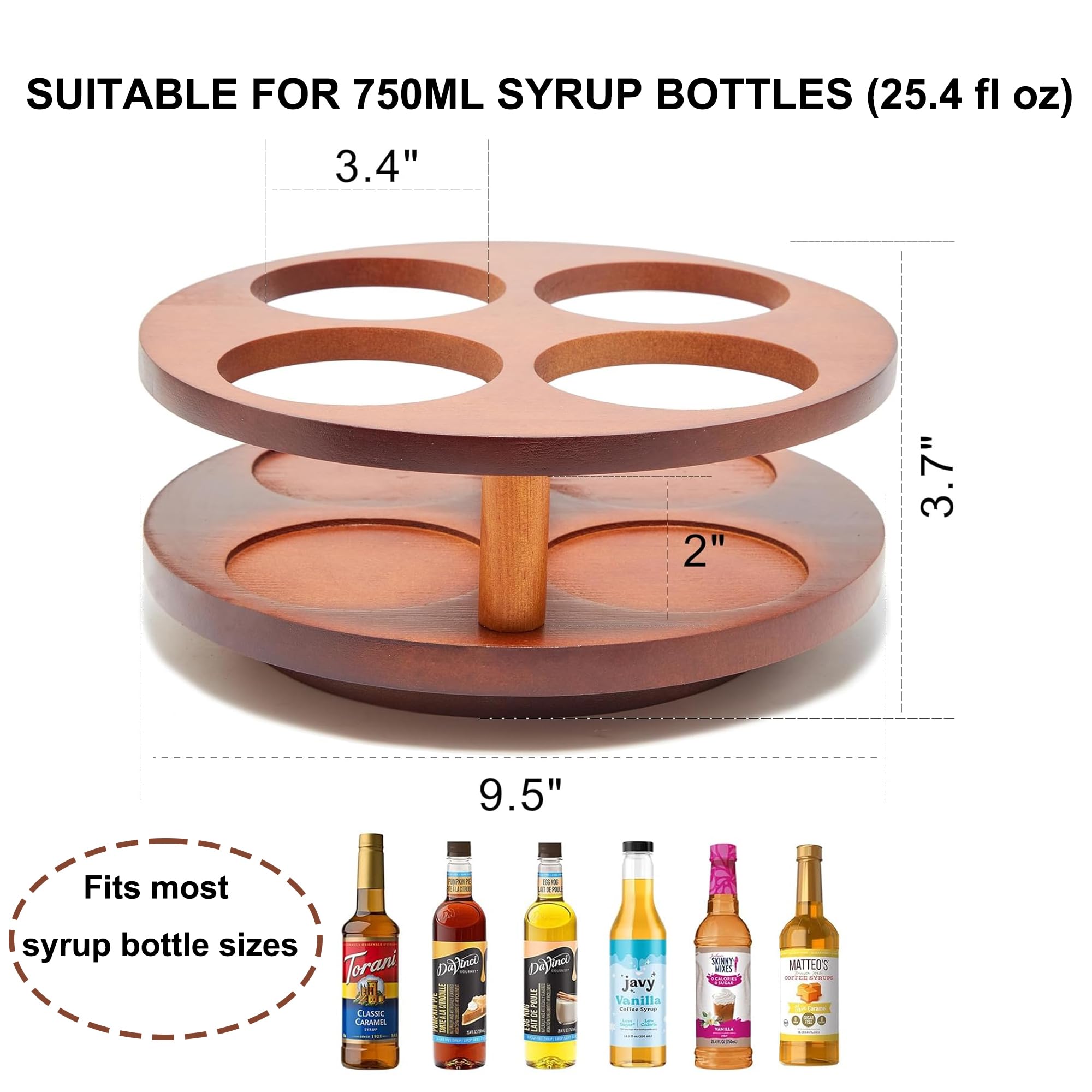 Govokoi organizador de jarabes para café con 4 botellas de 750 ml, acceso cómodo.