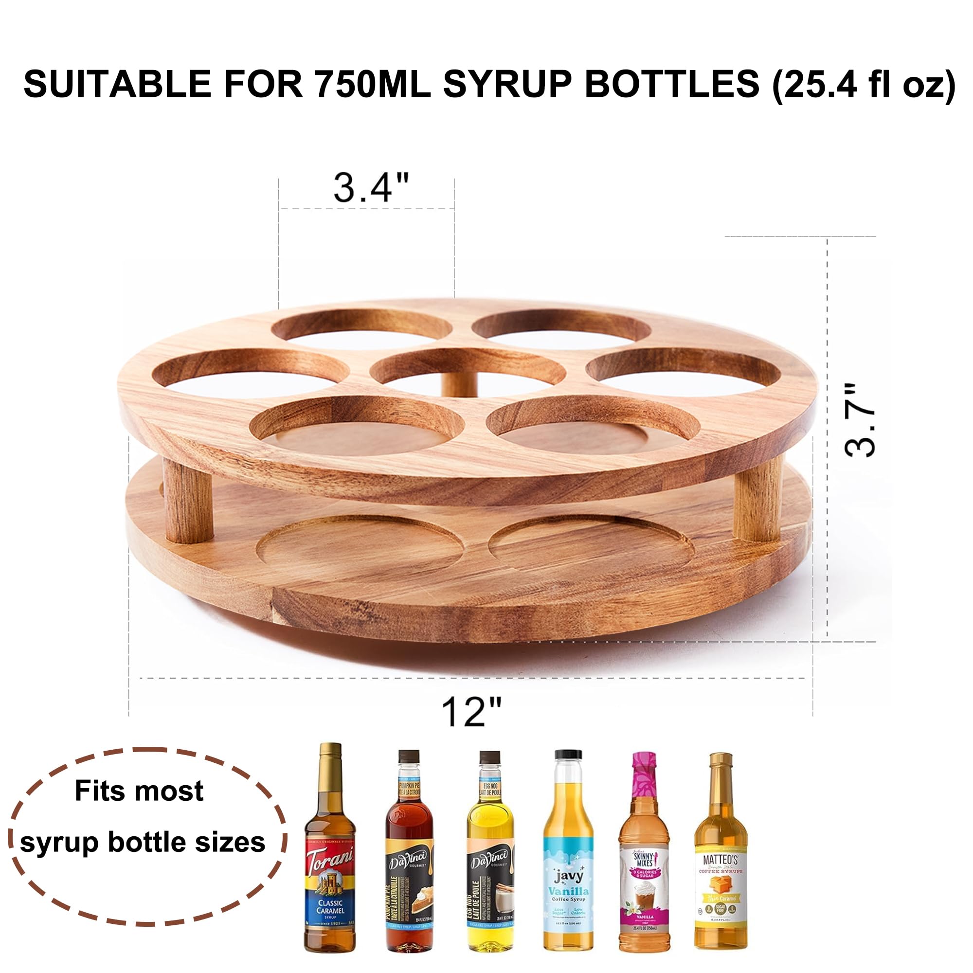 GOVOKOI capacidad para 7 botellas de sirope con giro 360 grados para fácil acceso.