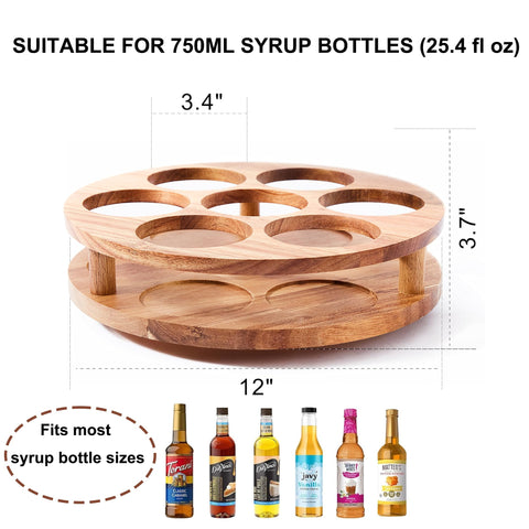 GOVOKOI capacidad para 7 botellas de sirope con giro 360 grados para fácil acceso.
