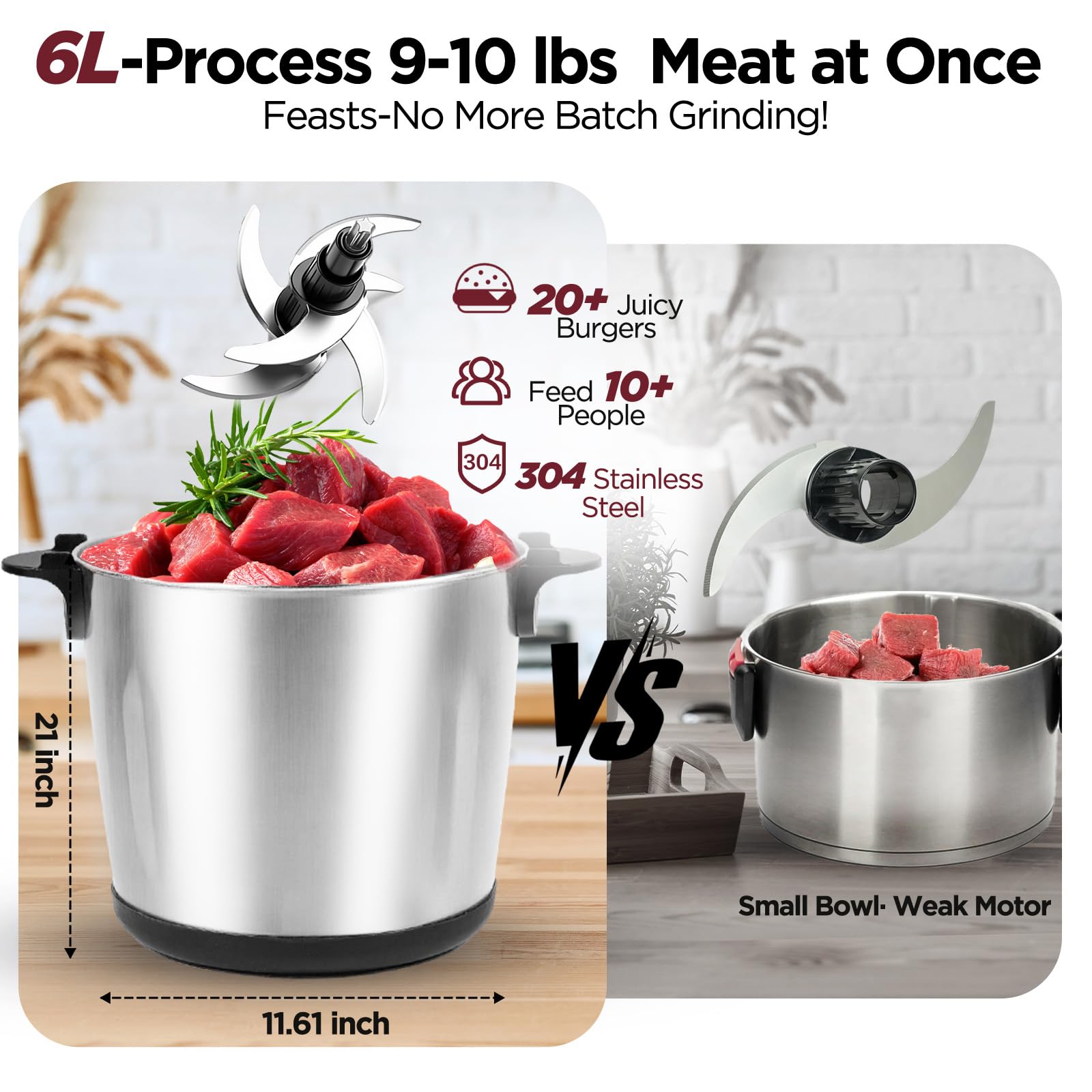 GPaw bol grande de 6L para lotes grandes de carne
