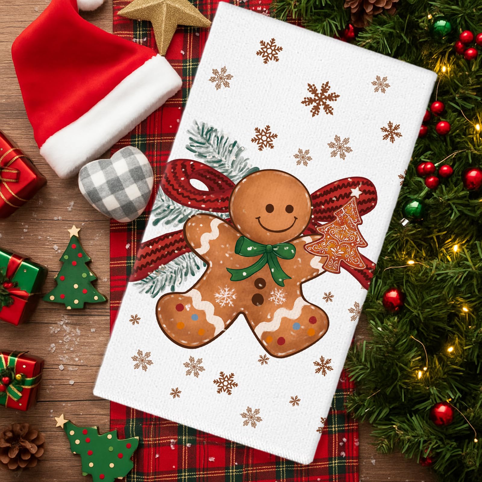 Detalle navideño de jengibre en toallas de cocina GPGHE