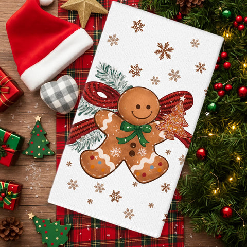 Detalle navideño de jengibre en toallas de cocina GPGHE