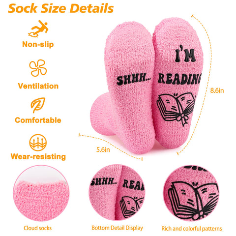 GQDECOR calcetines con mensaje y tarjeta regalo, regalo perfecto para lectores