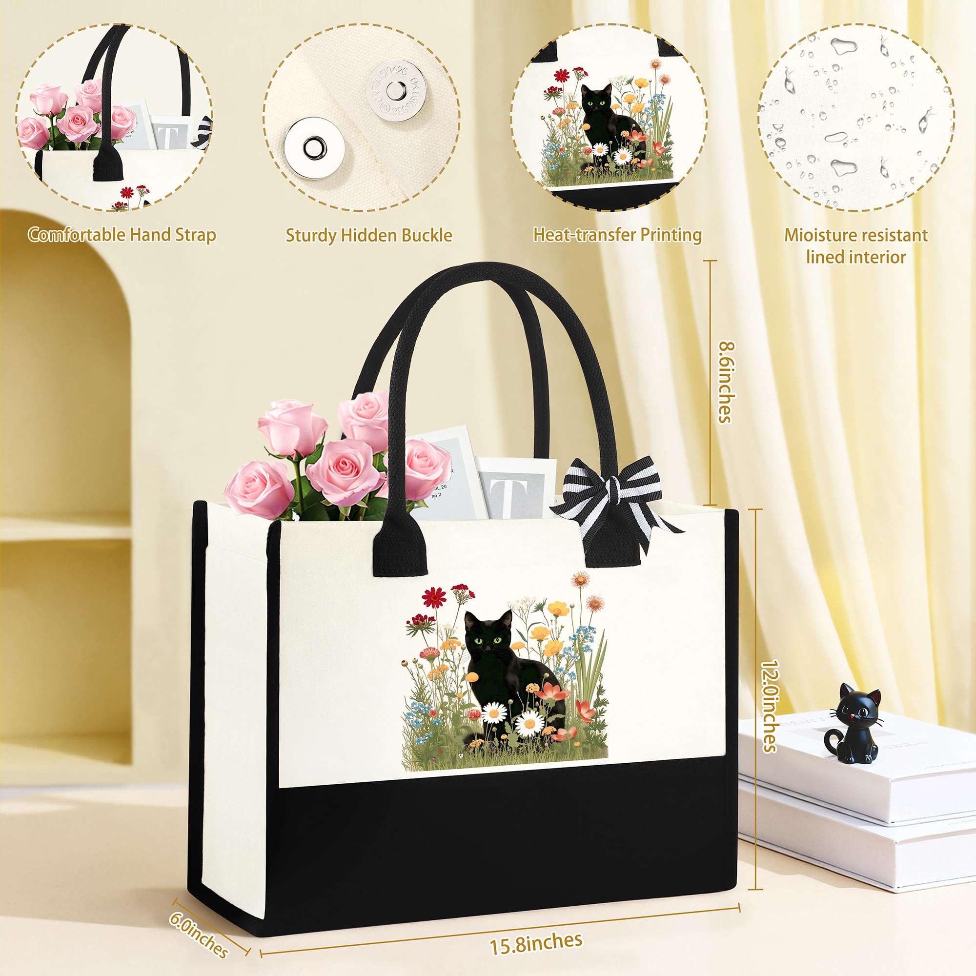 GQDECOR tarjeta de saludo con diseño de gato negro para mensajes personales.