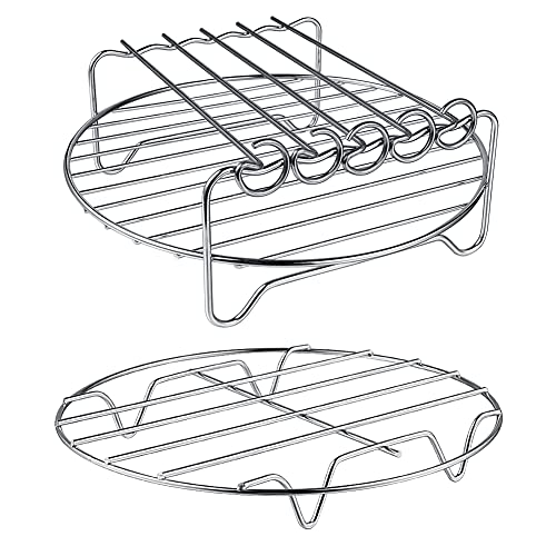 GQZ soporte doble para freidora de aire XL con 5 brochetas para asar.