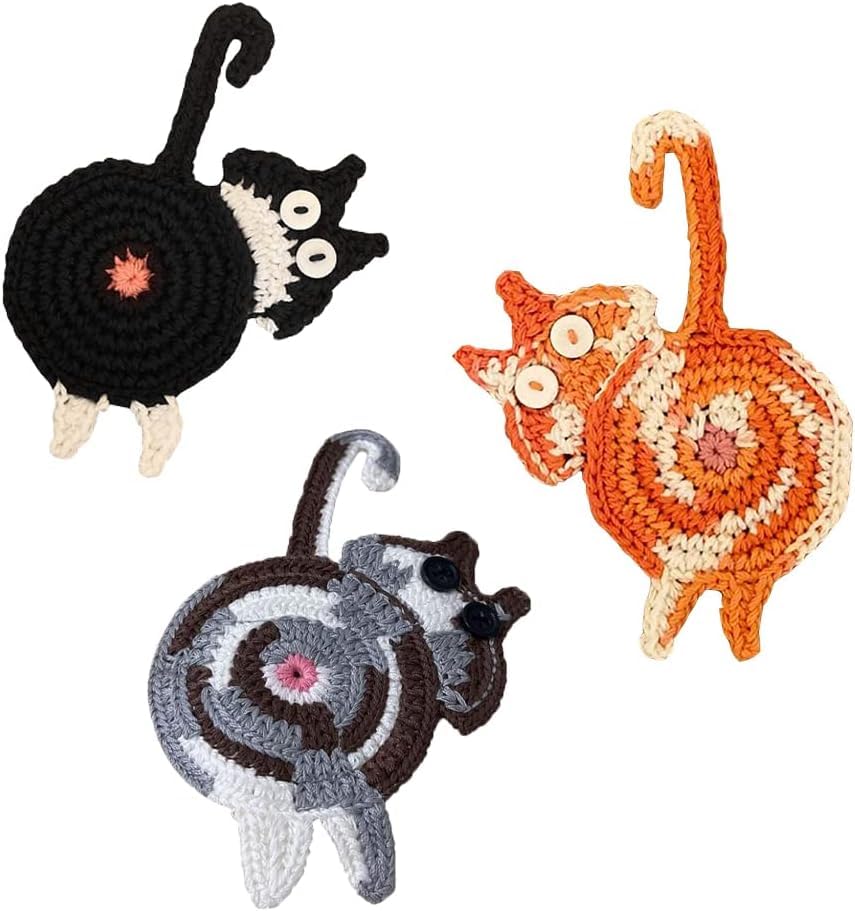 Graceice posavasos gato tejido creativo protege la mesa y añade estilo