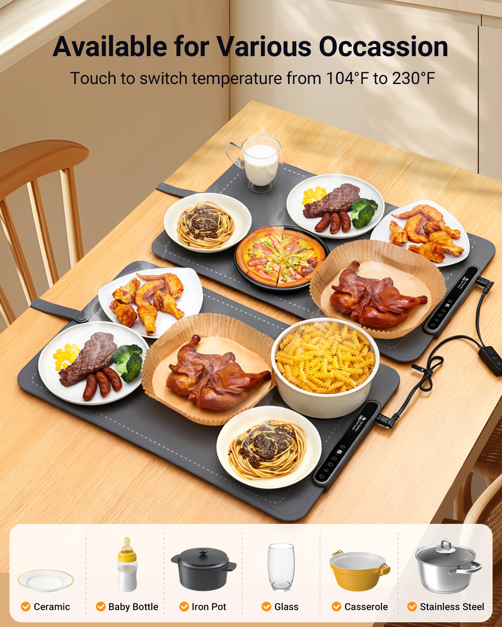 Gracenal manta calentadora, temporizador de 6 modos para planificar comidas