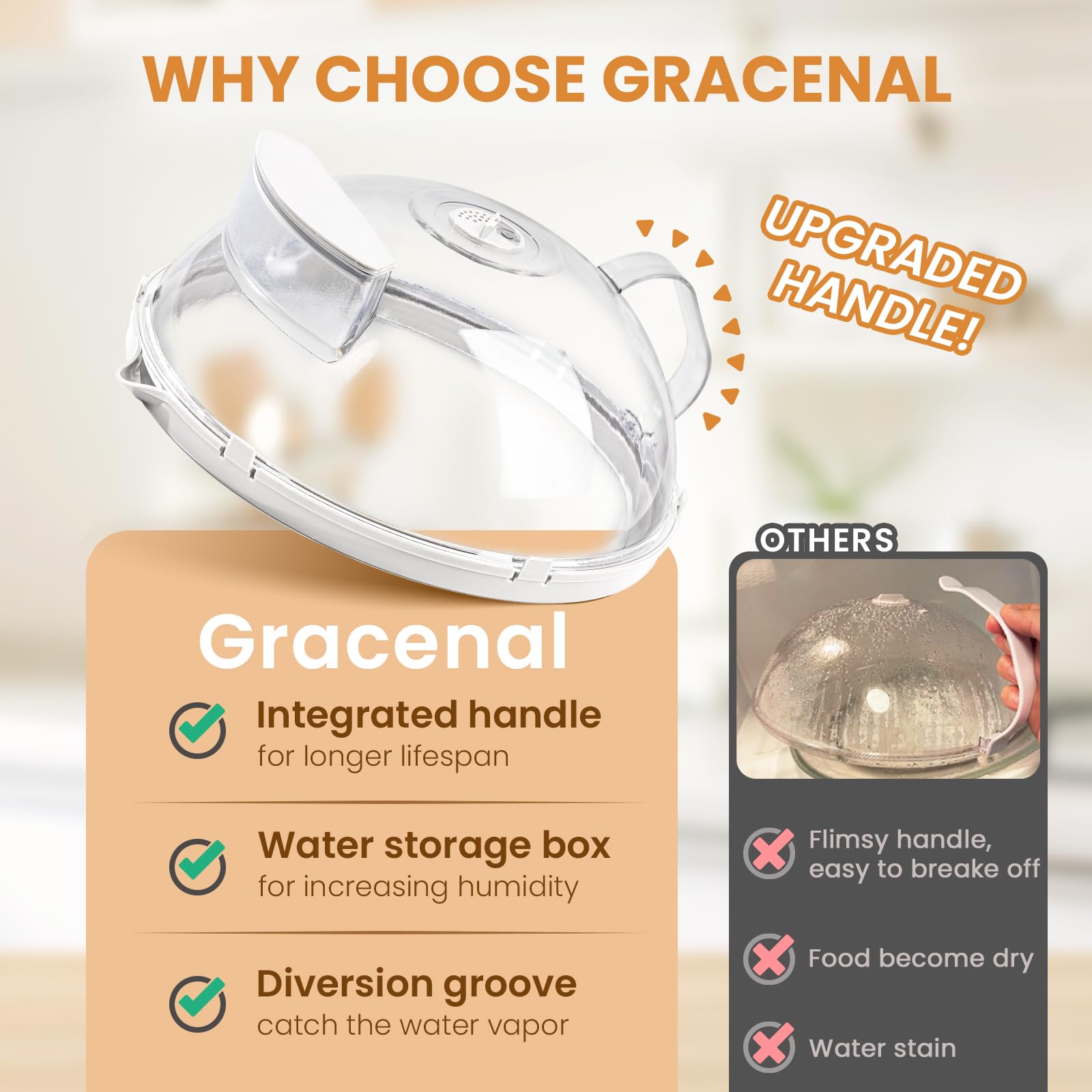Gracenal tapa microondas uso múltiple para recipientes y conservación de alimentos