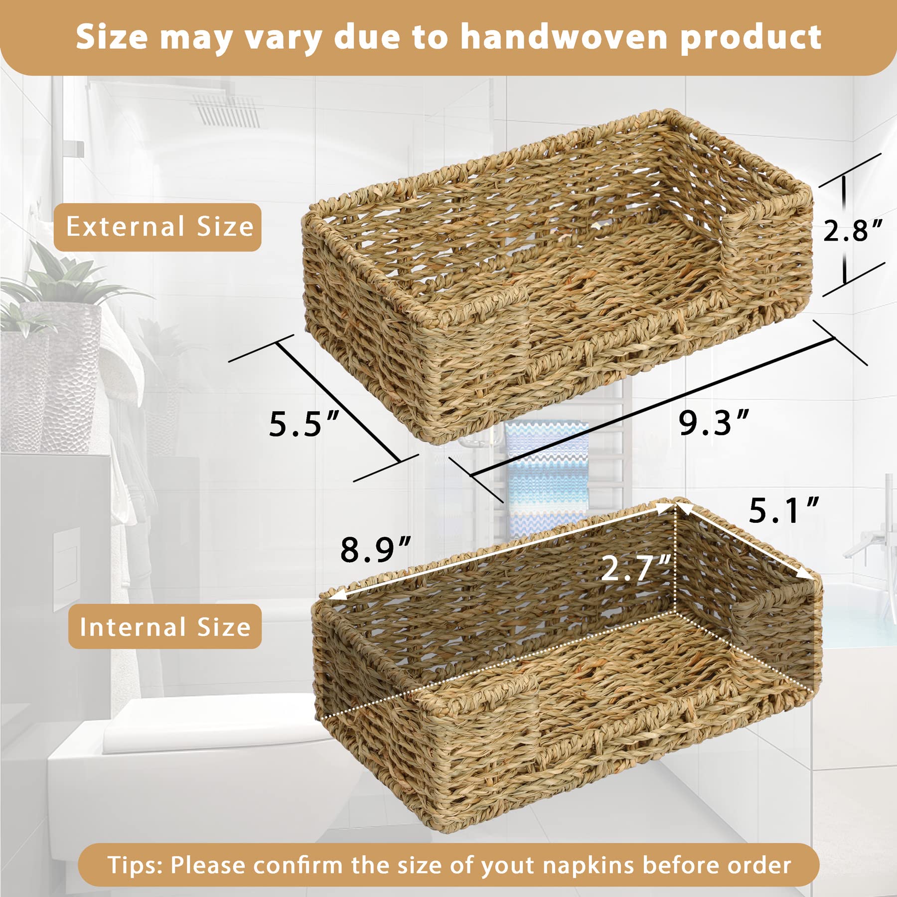 Graciadeco cesto paños mimbre trenzado, perfecto para mesa y organización decorativa.
