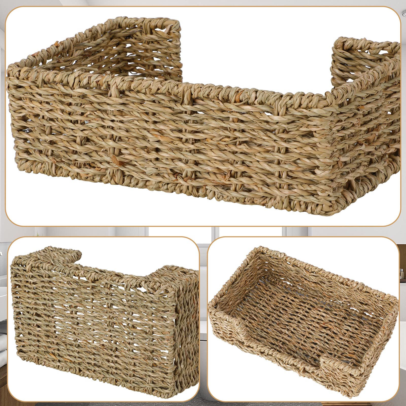 Graciadeco cesto servilletas pastos marinos, ideal para cocina y presentación.