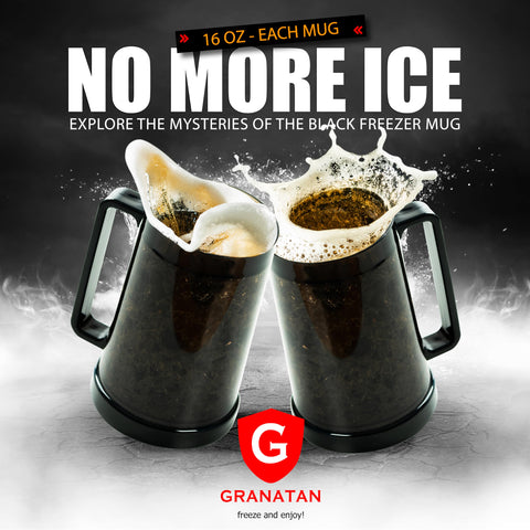 Granatan vaso cerveza negro asa ergonómica para agarre cómodo