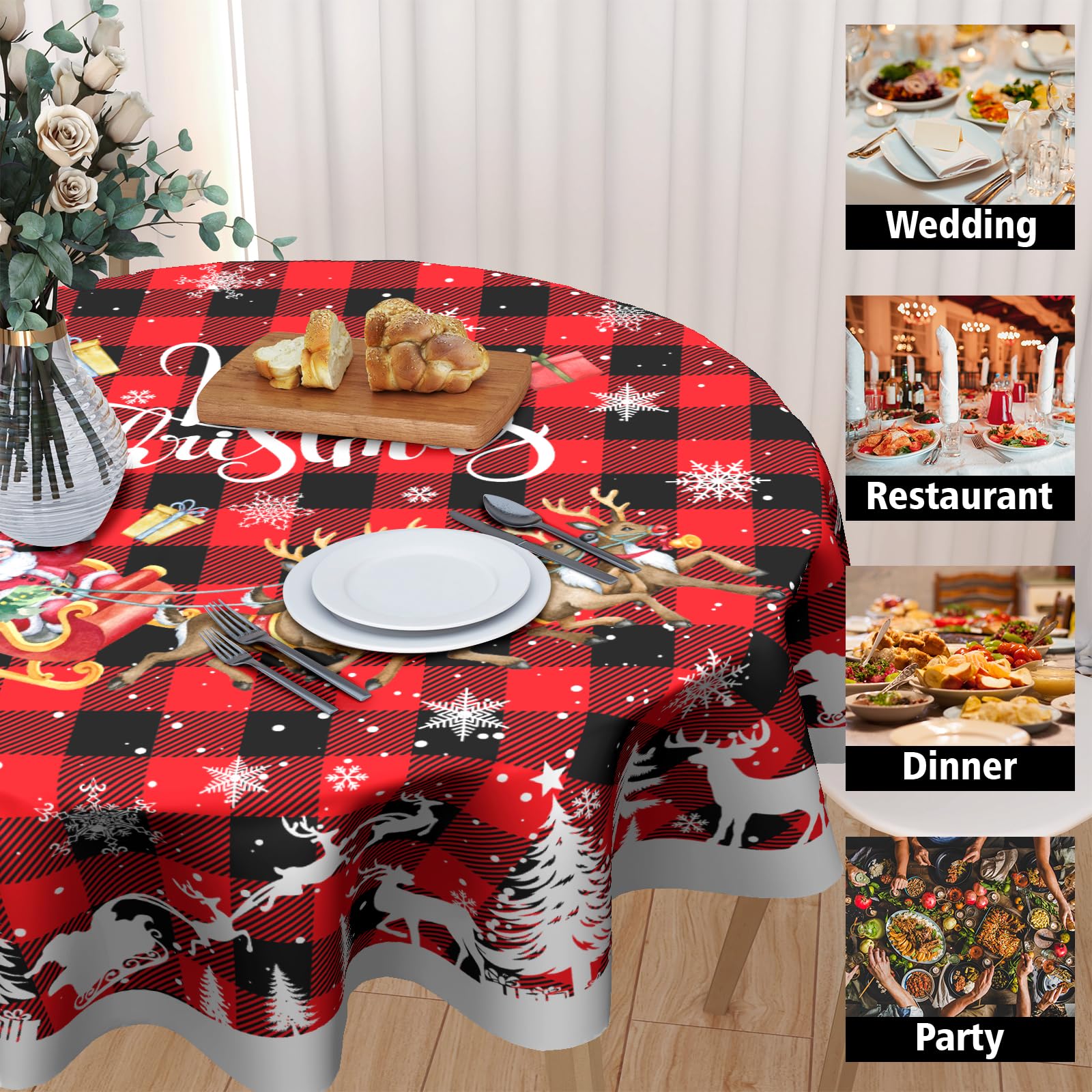 Granbey mantel navidad copos de nieve, protege la mesa y viste la cena