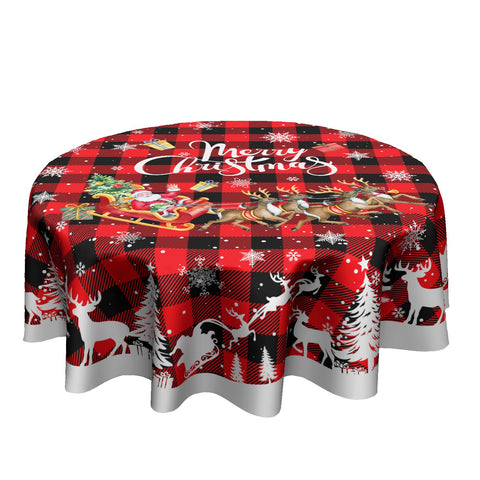 Granbey mantel navidad redondo 60 pulgadas con cuadros búfalo, ideal para cenas festivas