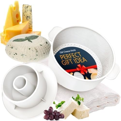 Grand Way Molde queso con follower y paño: conjunto para quesos caseros suaves y firmes.
