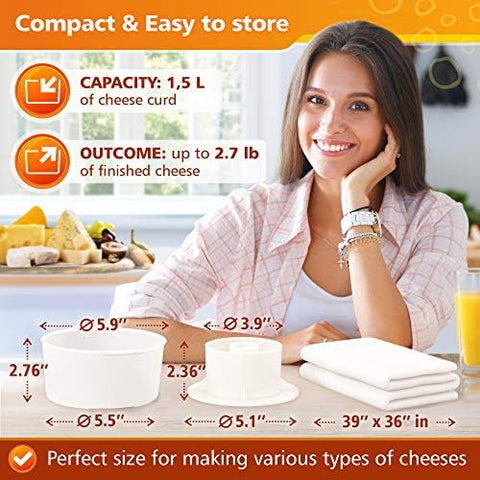 Grand Way Prensa para queso con molde: prensado uniforme para resultados consistentes.
