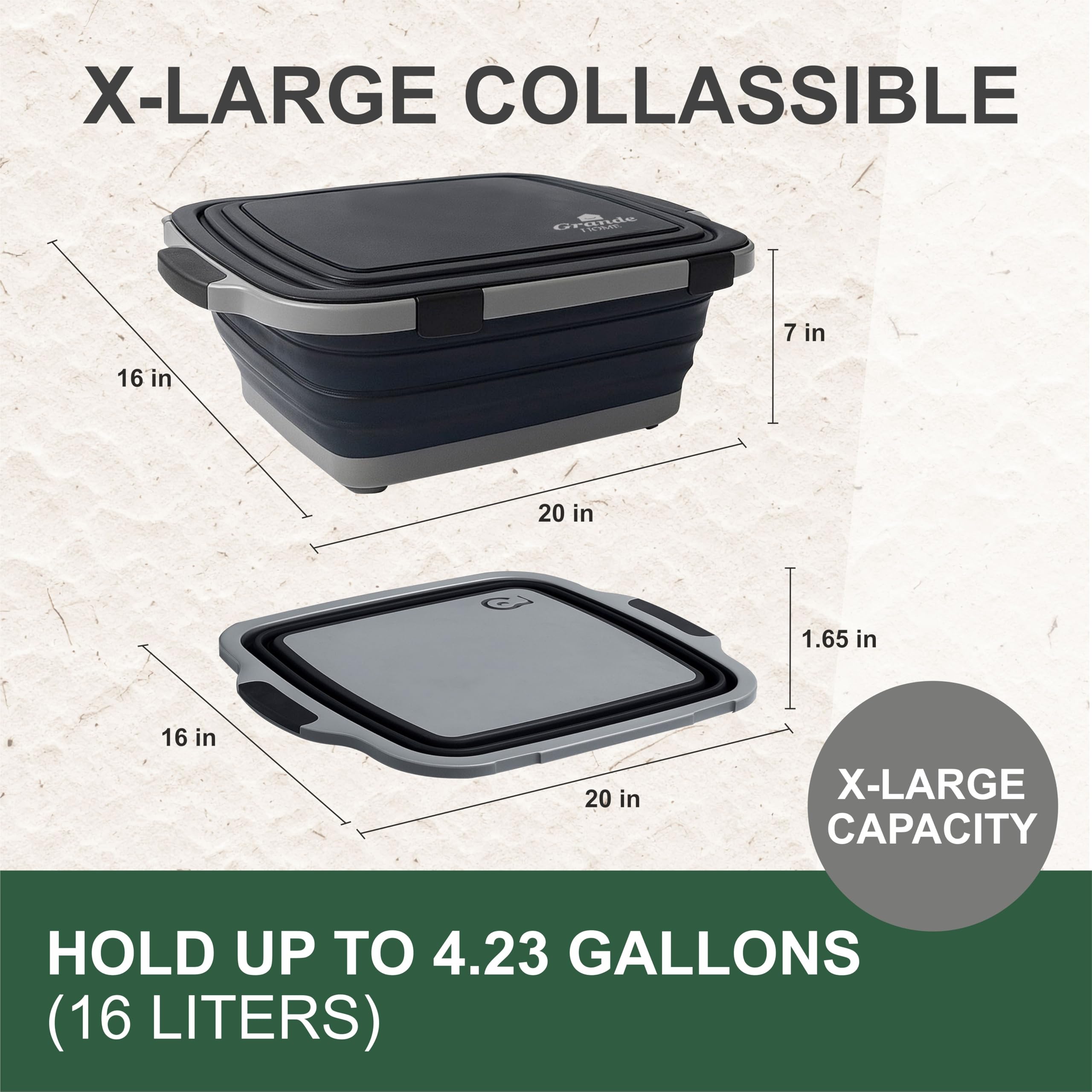 Grande Home BBQ Prep Tub almacenamiento apilable para organización