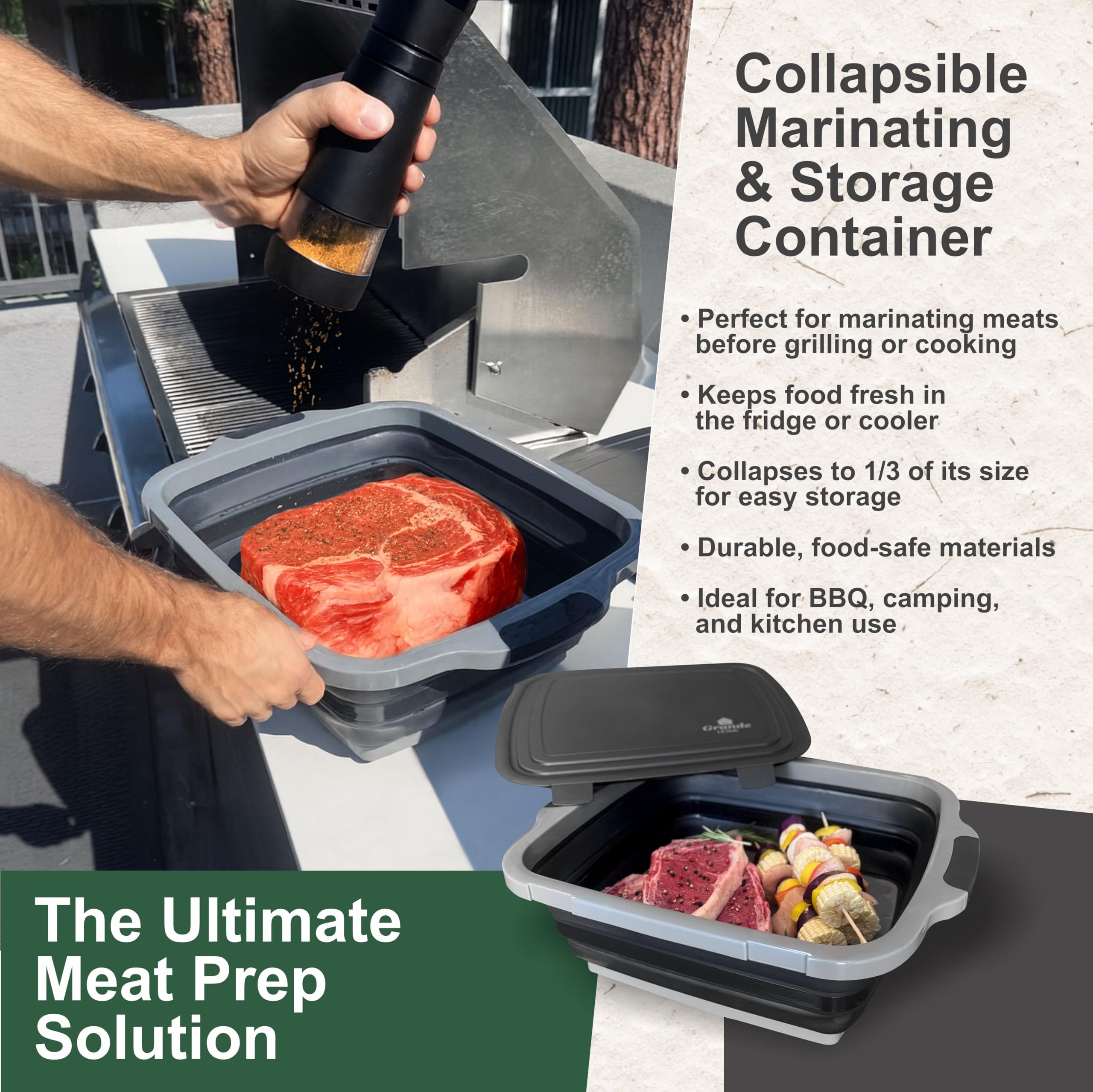 Grande Home BBQ Prep Tub Alturas ajustables para adaptarse a tu espacio