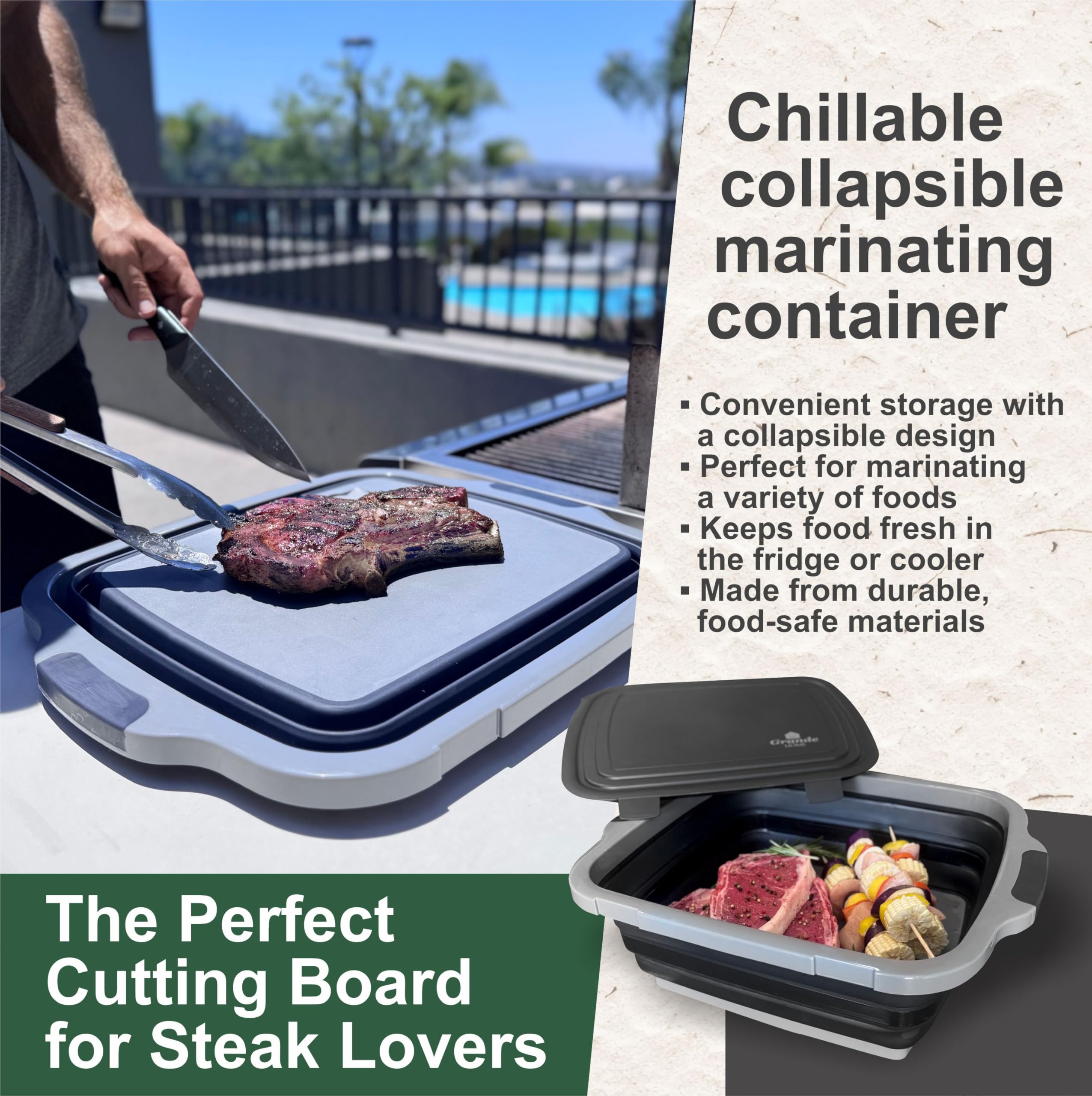 Grande Home BBQ Prep Tub con drenaje para limpieza rápida