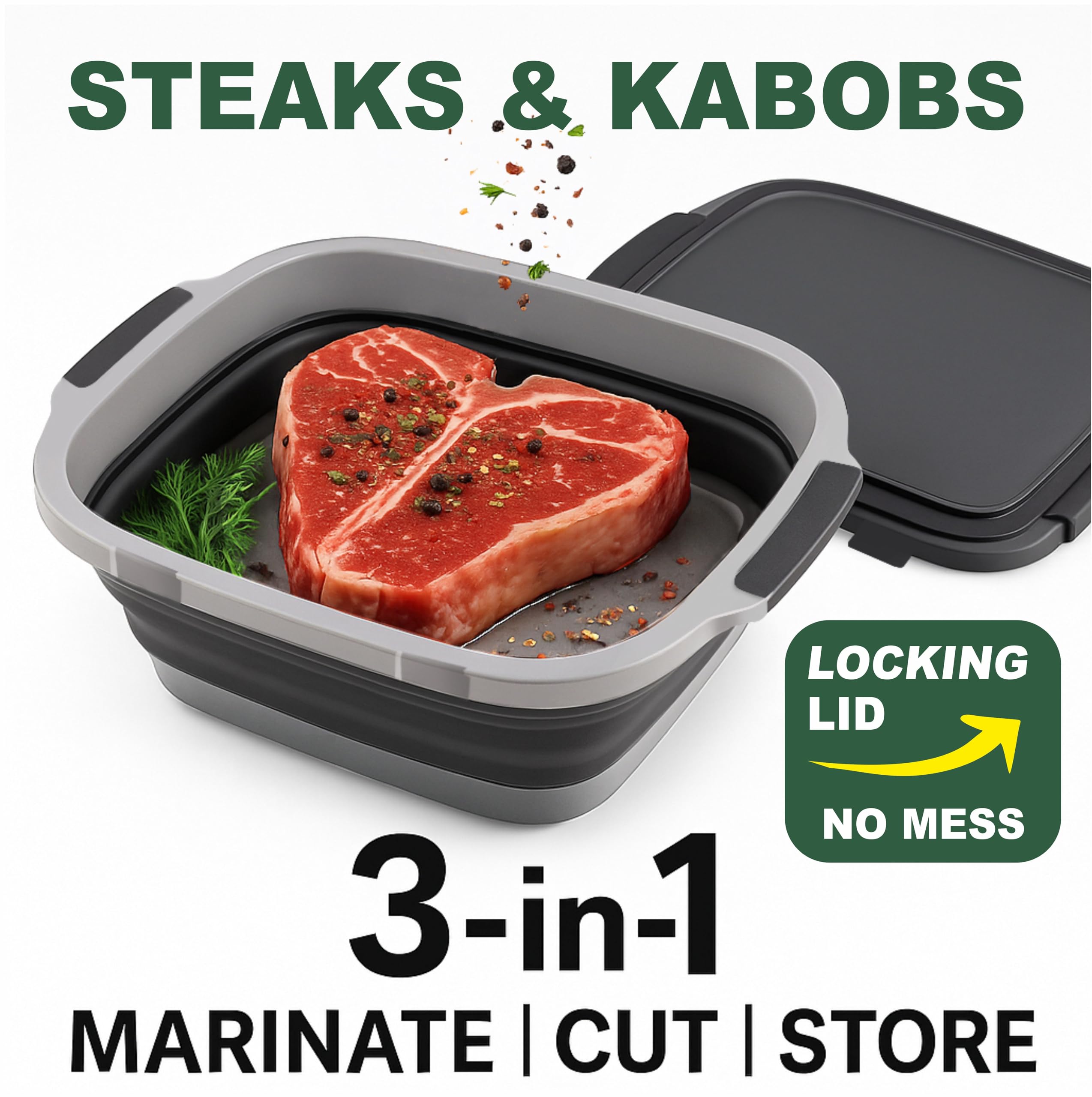 Grande Home BBQ Prep Tub con tapa de cierre seguro para conservar frescura