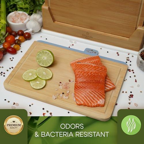 Grande Home: tabla de corte para pescados en bambú, duradera y fácil de limpiar.