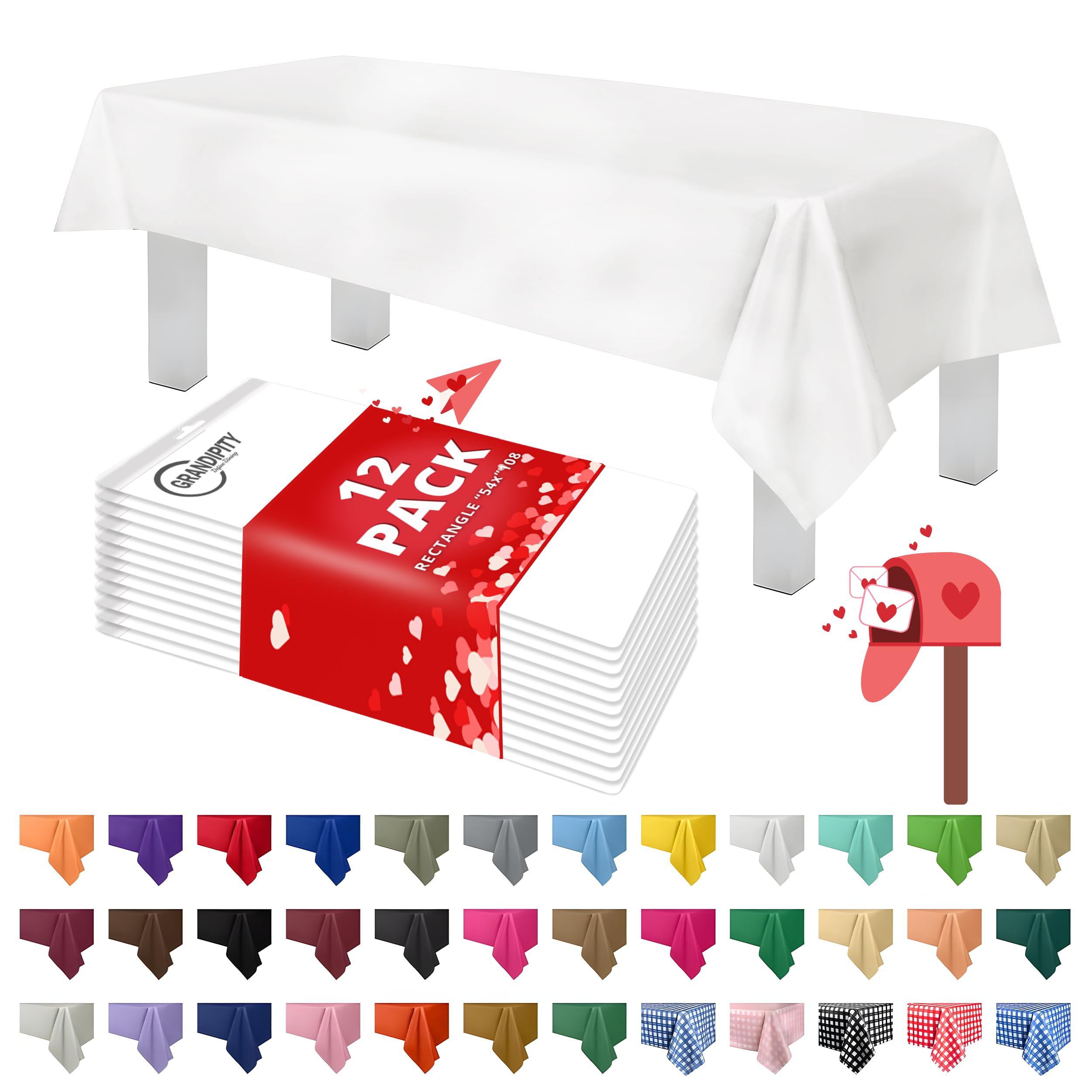 Grandipity 12 unidades mantel blanco 54 x 108 pulgadas; protección rápida para mesas.