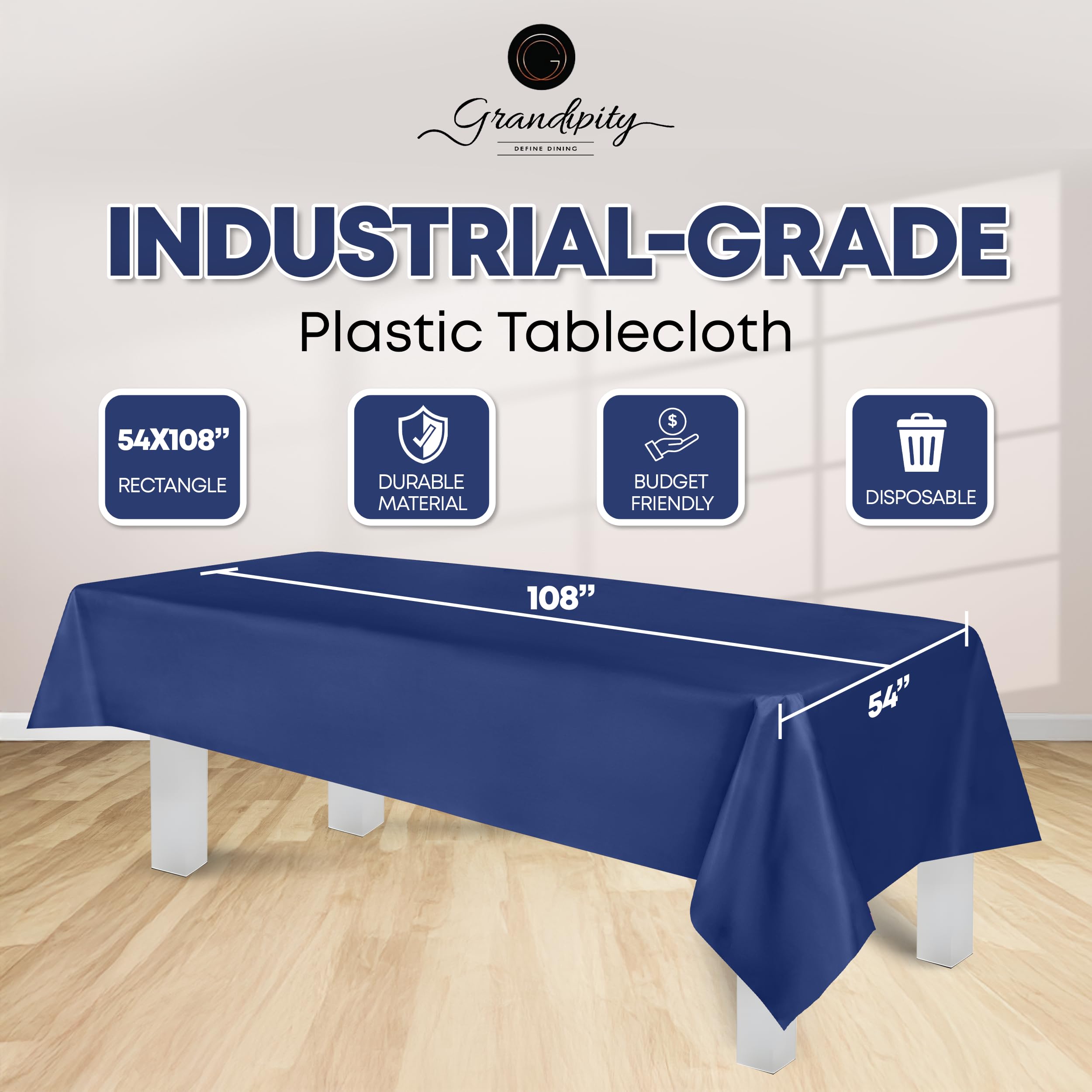 Mantel Grandipity azul marino 54x108 para evitar manchas durante la comida.
