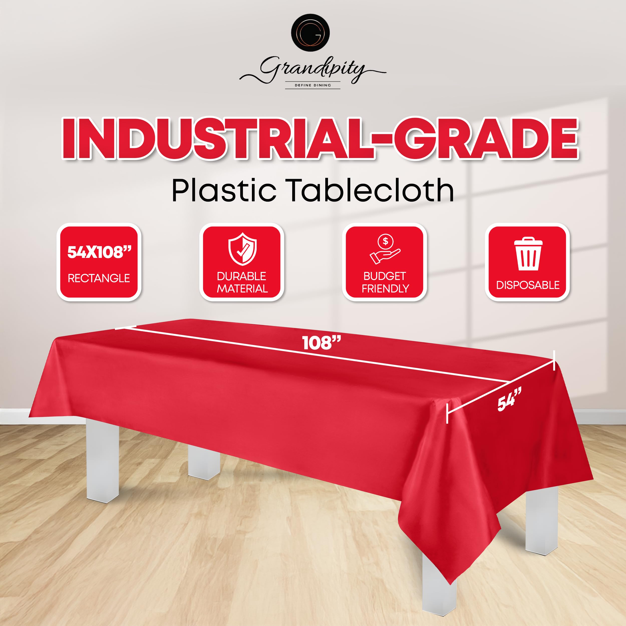 Empaque Grandipity de 12 manteles desechables para eventos eficientes.
