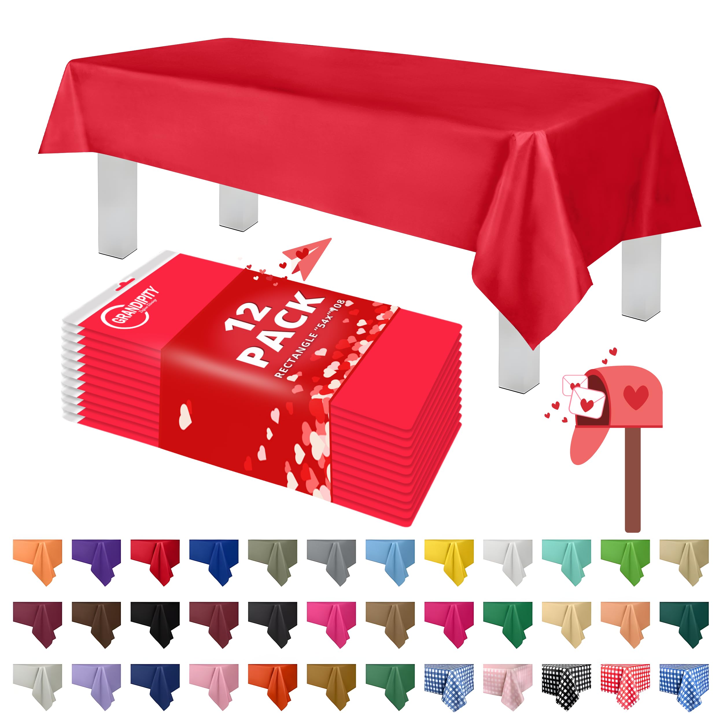 Mantel Grandipity rojo, rectangular y desechable, ideal para fiestas rápidas.