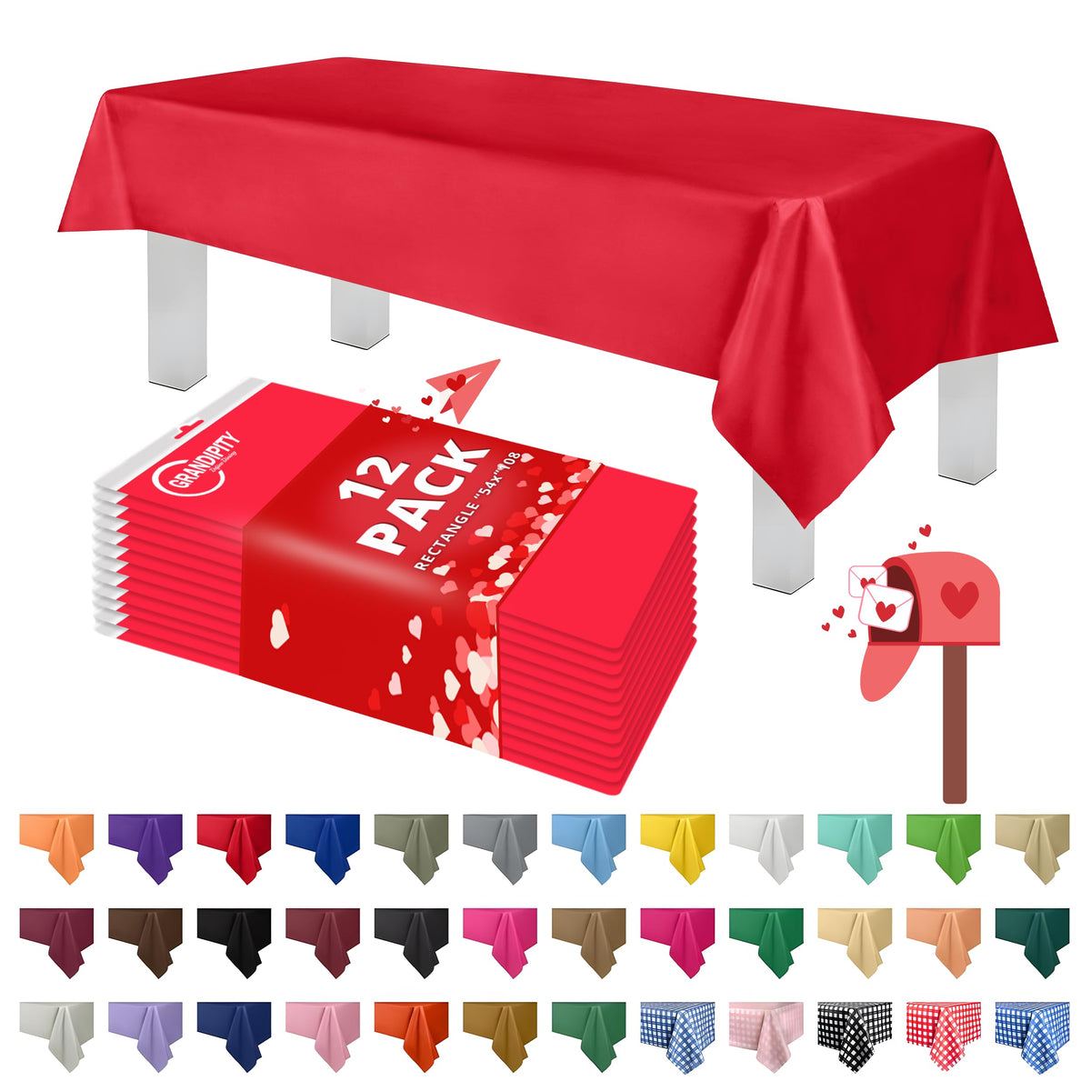 Mantel Grandipity rojo, rectangular y desechable, ideal para fiestas rápidas.