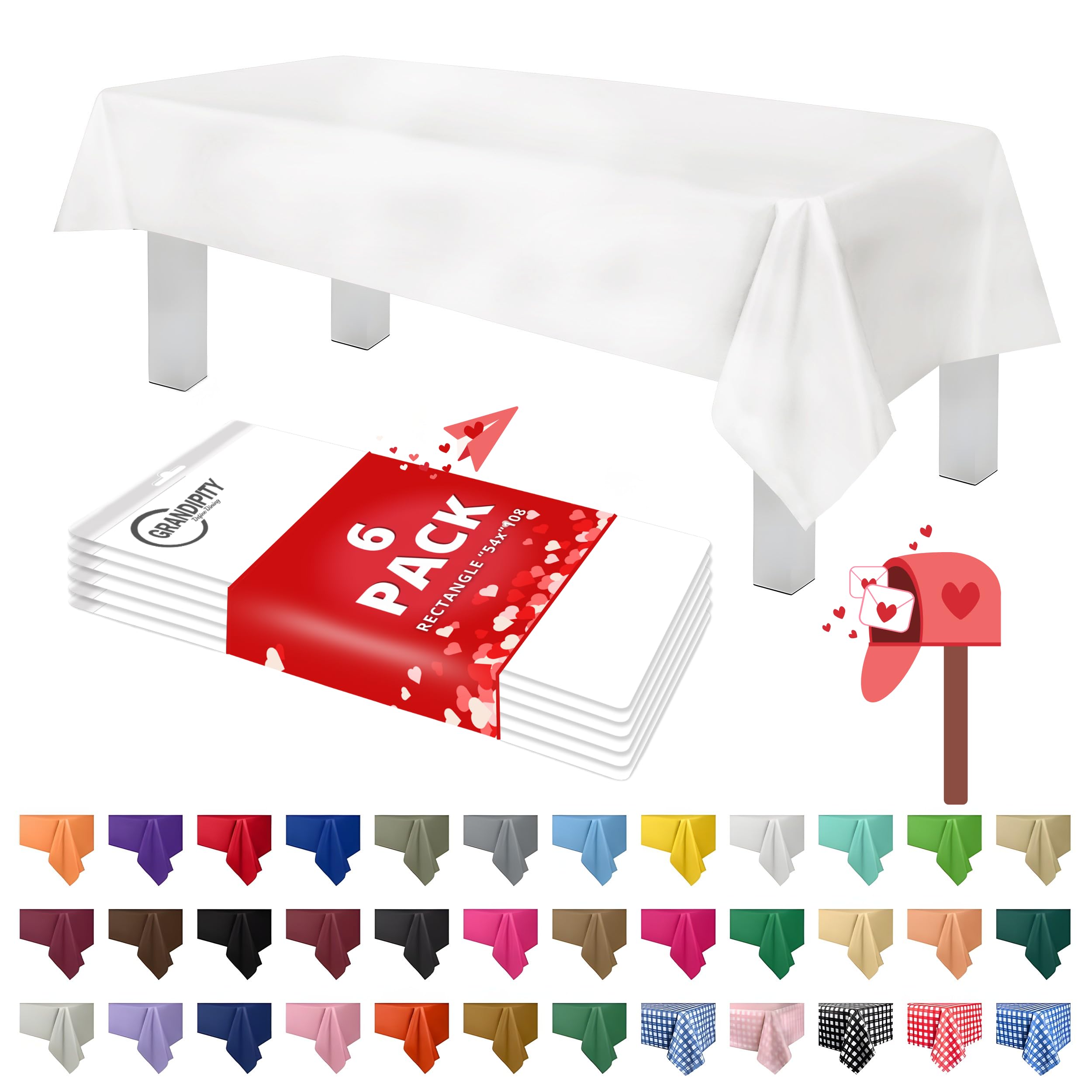 Grandipity mantel plástico blanco 54x108 cubre completamente la mesa para fiestas
